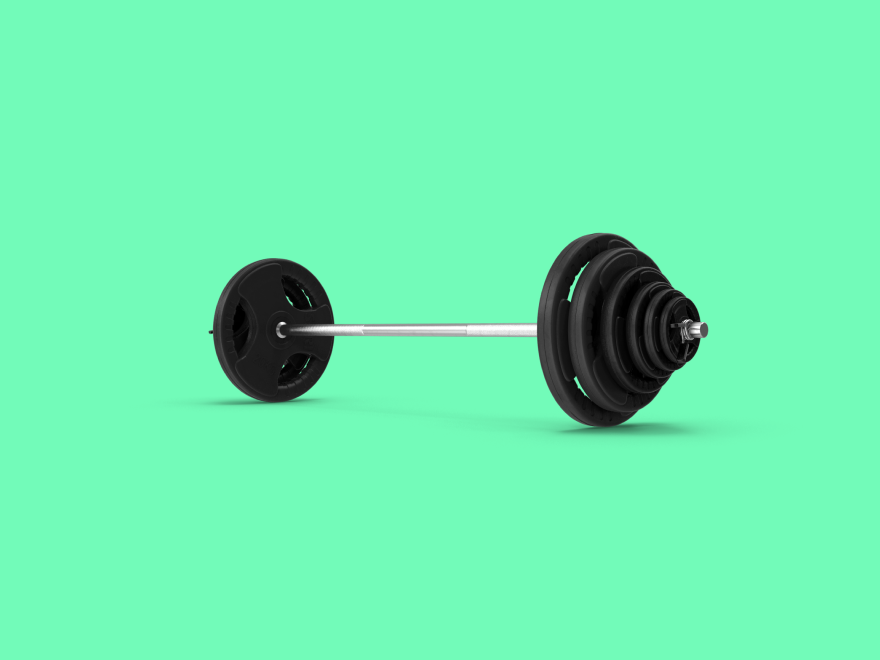 Graphic of Barbell on a Green Background